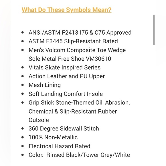 VOLCOM COMPOSITE TOE WEDGE SOLE METAL FREE WORK SHOE BLACK & WHITE VM30610 - Picture 5 of 7